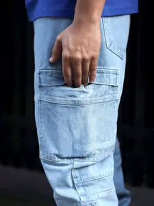 Powerlook Men Boyfriend Fit Mid-Rise Cargo Jeans