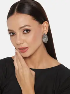 ATIBELLE Set Of 2 Silver-Plated Circular Oxidised Studs Earrings