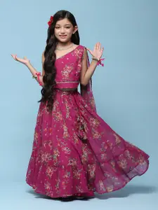 Biba Girls Floral Printed Cotton Ready to Wear Lehenga & Choli With Attached Dupatta