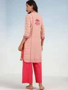 Lakshita Floral Embroidered Mandarin Collar Sequined Kurta