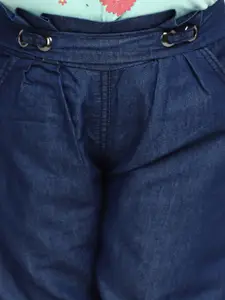 V-Mart Girls Loose-Fit Mid-Rise Dark Shade Clean Look Cotton Denim Flared Jeans