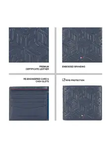 Tommy Hilfiger Men Textured Leather Two Fold Wallet