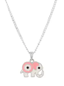 Estele Rhodium-Plated Textured Pendant With Chain