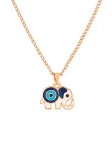 Estele Rose Gold-Plated Textured Pendant With Chain