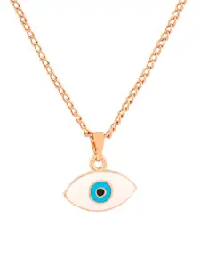 Estele Rose Gold-Plated Textured Pendant With Chain