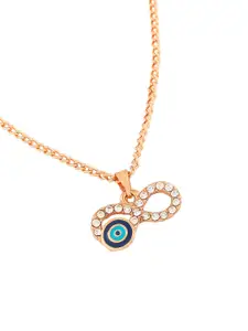 Estele Rose Gold-Plated Stone-Studded Pendant With Chain