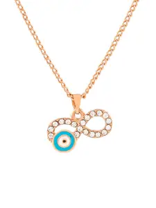 Estele Rose Gold-Plated Stone-Studded Pendant With Chain