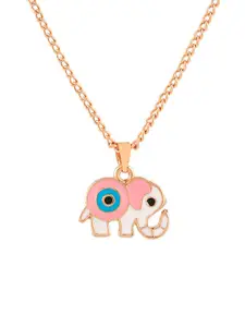 Estele Rose Gold-Plated Textured Pendant With Chain