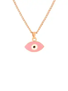 Estele Rose Gold-Plated Textured Pendant With Chain