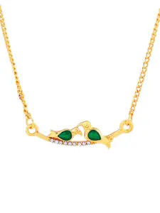 Estele Gold-Plated Stone-Studded Pendant With Chain
