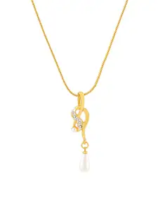 Estele Gold-Plated Pearl-Studded Pendant With Chain