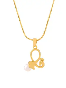 Estele Gold-Plated Pearl-Studded Pendant With Chain