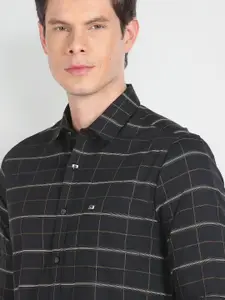 Arrow Sport Windowpane Checks Twill Slim Fit Cotton Casual Shirt
