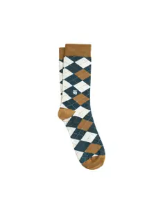 SockSoho Men Checked Cotton Calf-Length Socks