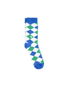 SockSoho Men Checked Cotton Calf-Length Socks