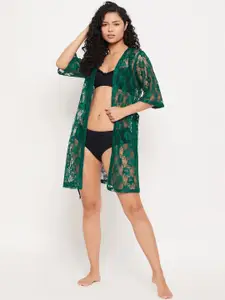 Clovia Long Sleeves Lace Sheer Robe