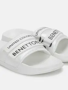 United Colors of Benetton Men Brand Logo Printed Sliders With Velcro Closure