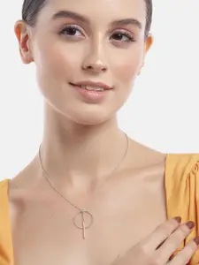 Carlton London 925 Sterling Silver Circle and Bar Pendant & Chain with Rhodium Plating