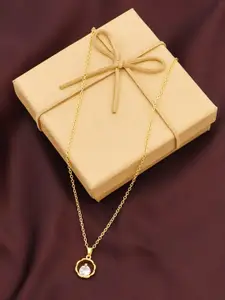 Ramdev Art Fashion Jwellery Set Of 3 Gold-Plated Contemporary Pendant With Chain