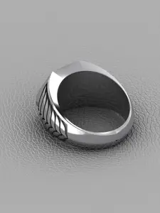 Vitra Jewellery Men Rhodium-Plated Gemstone Studded Finger Ring