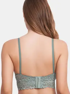 MAROON Floral Bralette Medium Coverage Heavily Padded Bra With All Day Comfort