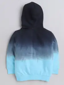 BUMZEE Boys Colourblocked Hooded Cotton Front Open Sweatshirt