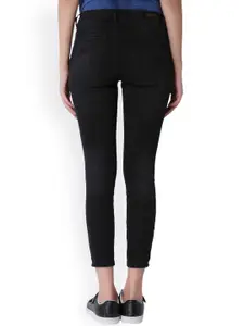 ONLY Women Black Skinny Fit Mid-Rise Highly Distressed Stretchable Jeans