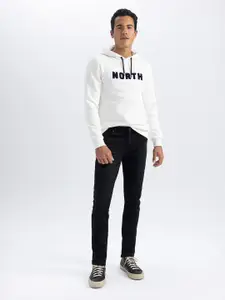 DeFacto Typography Embroidered Hooded Cotton Sweatshirt