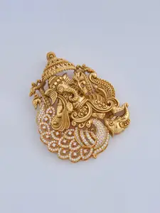 Kushal's Fashion Jewellery Embellished Bridal Gold-Plated 92.5 Silver Temple Pendant