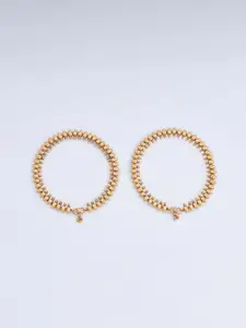 Kushal's Fashion Jewellery Gold-Plated Antique Anklets