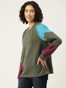 Rue Collection Colourblocked Longline Fleece Sweatshirt