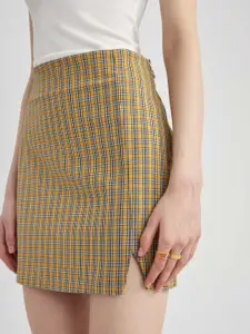 DeFacto Checked Straight Mini Skirt