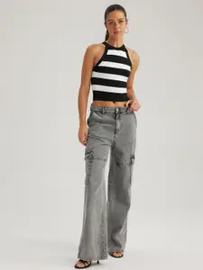 DeFacto Striped Halter Neck Crop Top