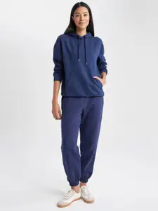 DeFacto Ribbed Hooded Cotton Pullover