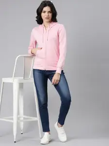 TWIN BIRDS Hooded Pure Cotton Front-Open Sweatshirt