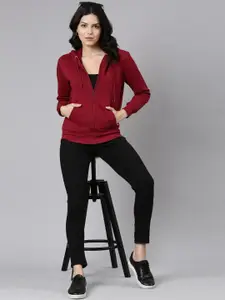 TWIN BIRDS Long Sleeves Hooded Pure Cotton Front-Open Sweatshirt