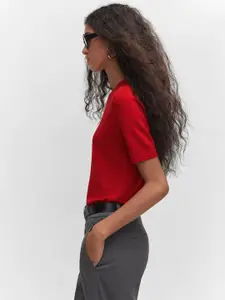 MANGO Women Cherry Red Solid Pullover