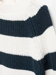 Mango Kids Girls Striped Knitted Sweater