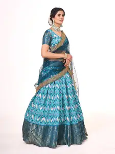 SHOPGARB Printed Semi-Stitched Lehenga & Unstitched Blouse With Dupatta