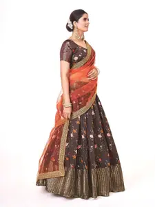SHOPGARB Printed Semi-Stitched Lehenga & Unstitched Blouse With Dupatta