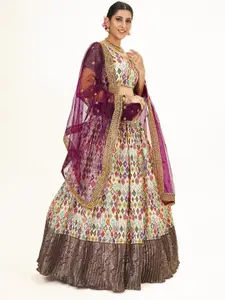 SHOPGARB Printed Semi-Stitched Lehenga & Unstitched Blouse With Dupatta