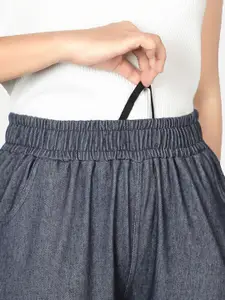 NOT YET by us Women High Rise Relaxed Fit Denim Stretchable Cotton Lounge Pants