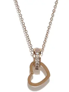 Yellow Chimes Rose Gold Stainless Steel Heart Pendant