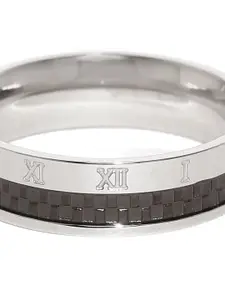 Yellow Chimes Silver-Toned Roman Numbers Stainless Steel Ring