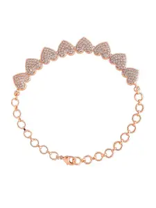 Voylla Cubic Zirconia Rose Gold-Plated Link Bracelet