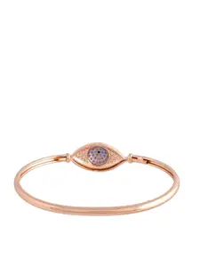 Voylla Rose Gold-Plated Brass Cubic Zirconia Antique Bangle-Style Bracelet