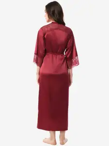 Amante Lace Detailed Maxi-Length Robe