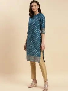 Rangita Ethnic Motifs Printed Mandarin Collar Pure Cotton Kurta