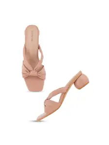 SCENTRA Knotted Open Toe Block Heels