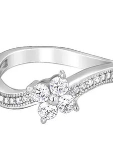 GIVA 925 Sterling Silver Rhodium-Plated CZ-Studded Finger Ring